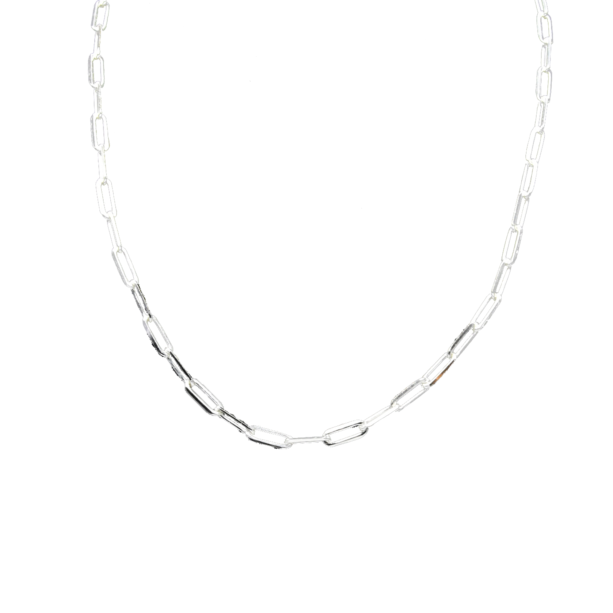 Big Paper Clip Brass Silver Plated Chain