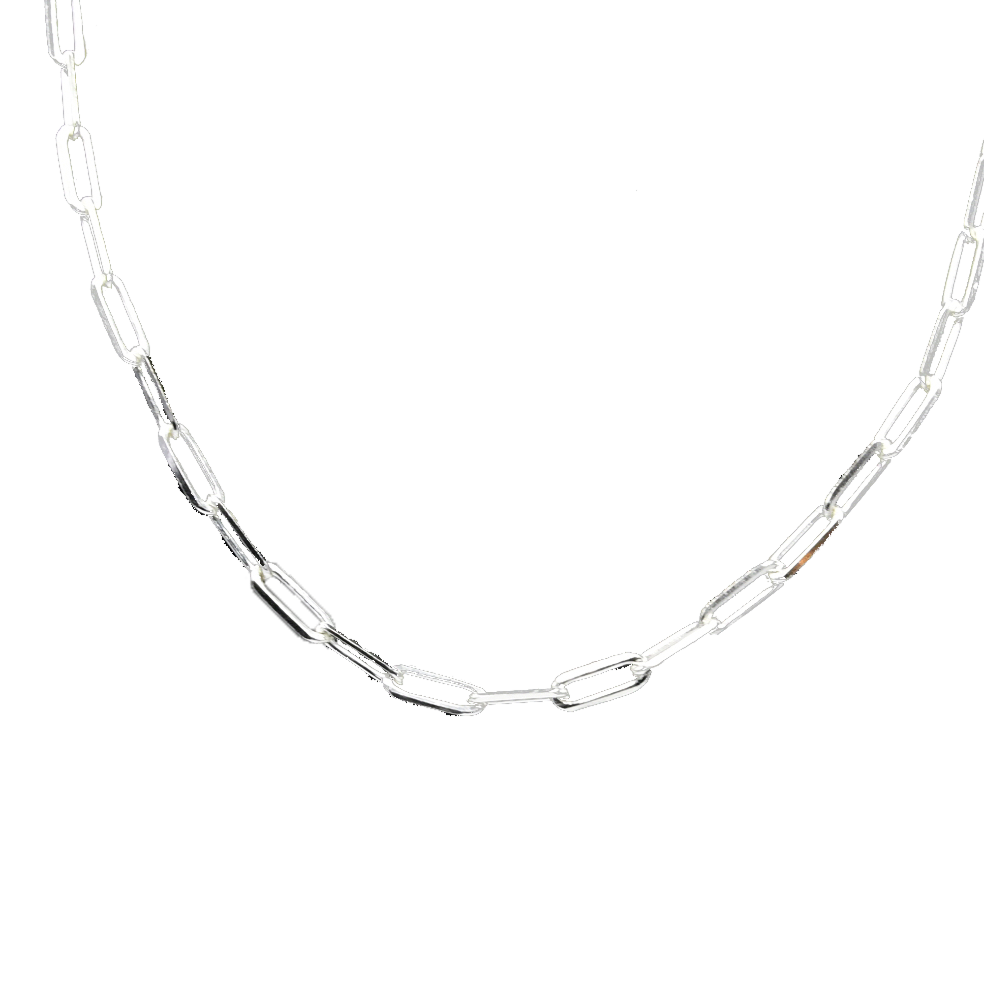 Big Paper Clip Brass Silver Plated Chain