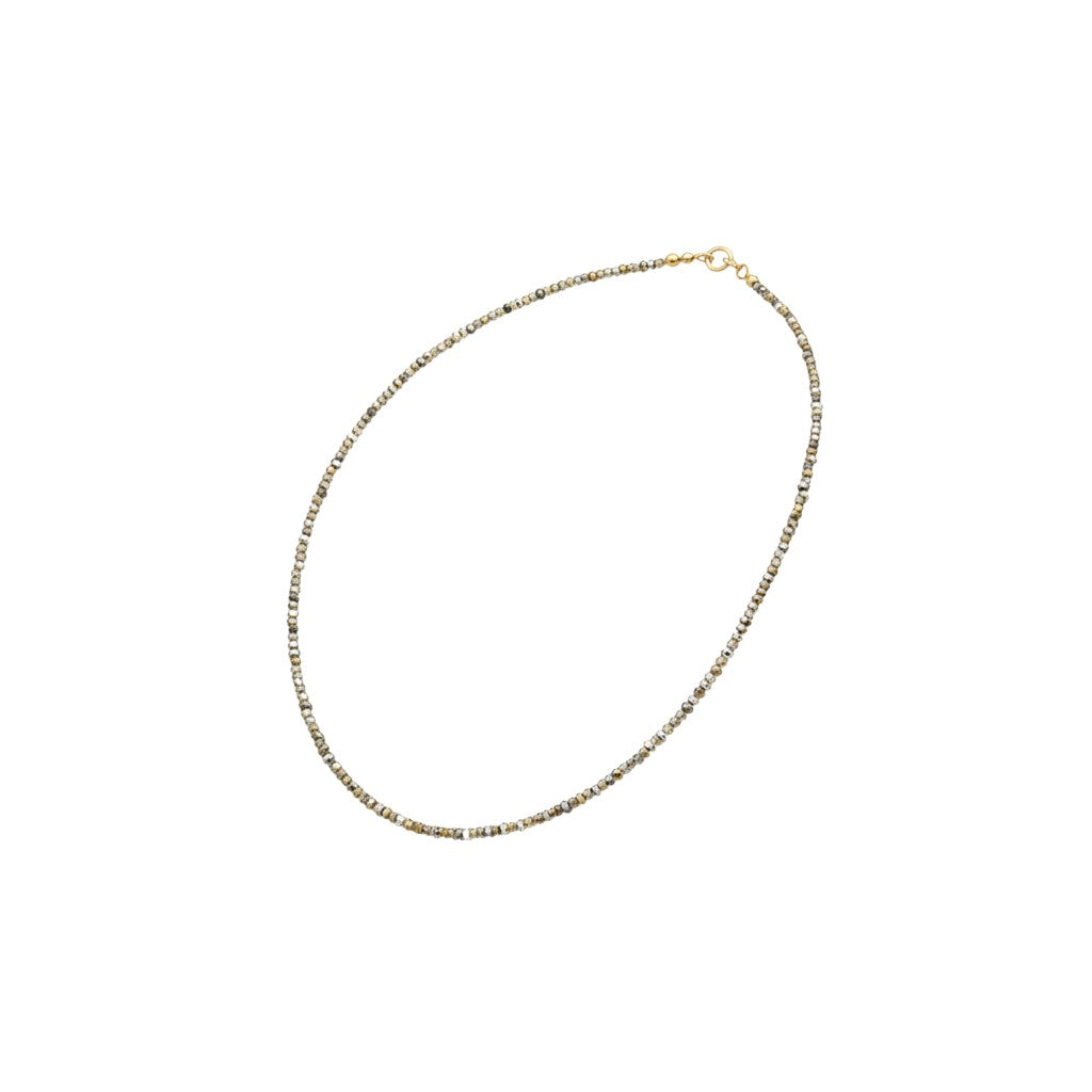 Big Grey Rough Diamond Bead Necklace with Silver Clasp