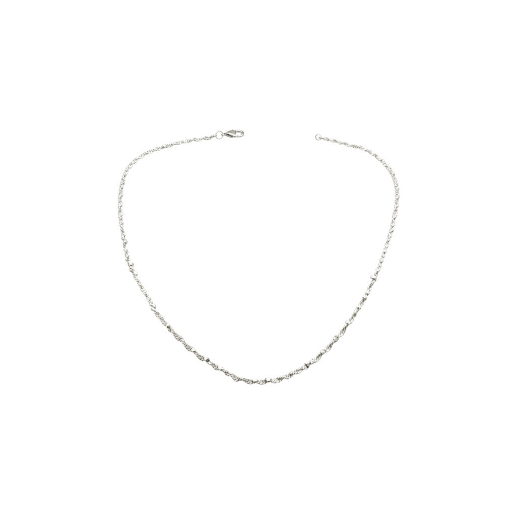 Small Grey Rough Diamond Bead Necklace with Silver Clasp