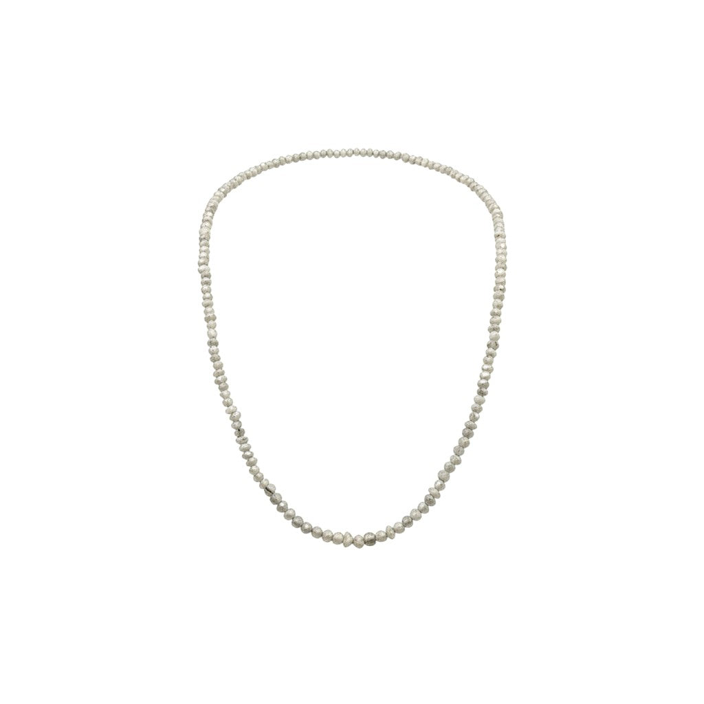 Small silver Rough Diamond Bead Necklace with Silver Clasp