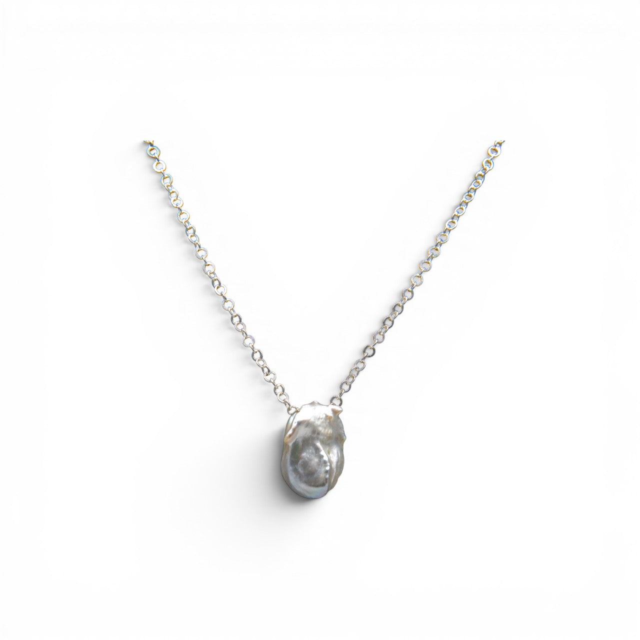 Natural Baroque Pearl Silver Plated Chain Pendant