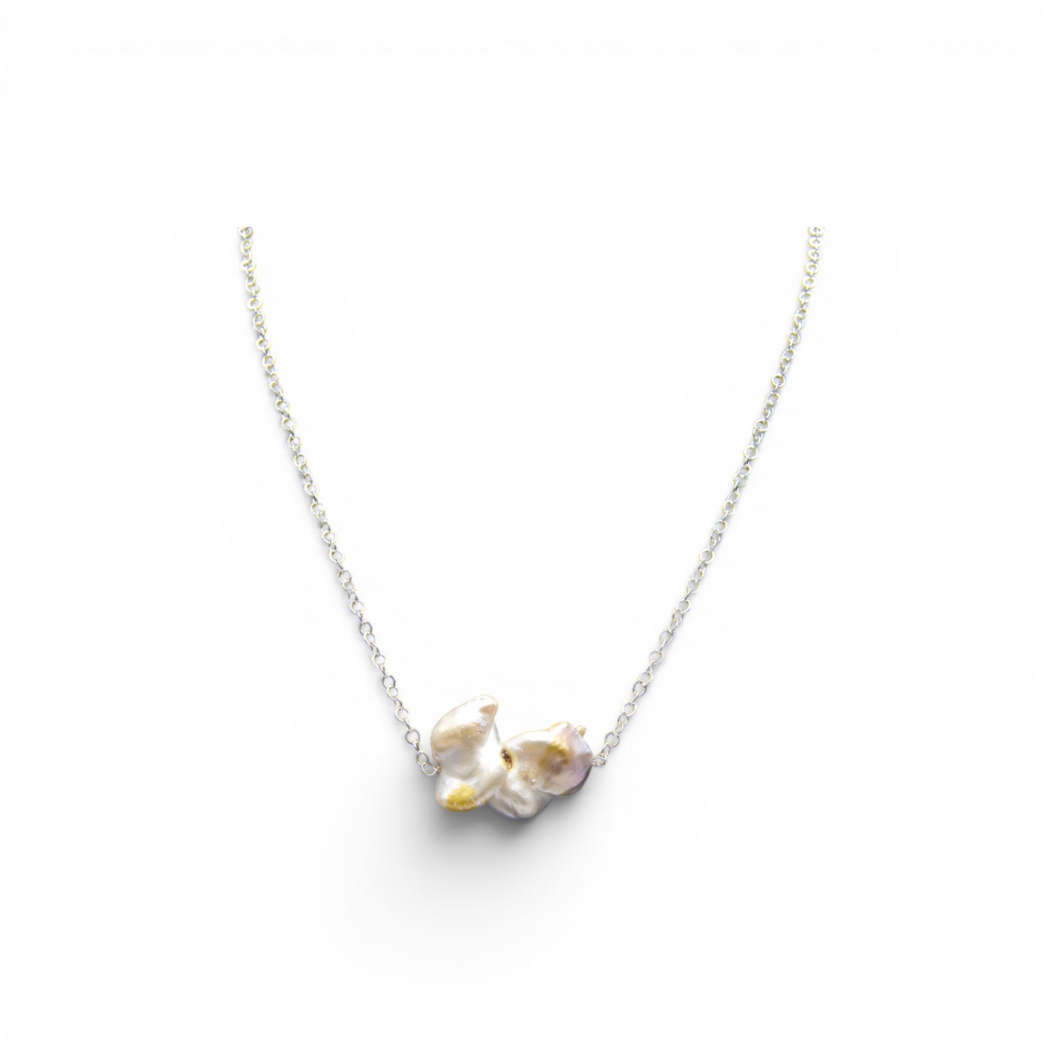 Natural Uneven Mabe Pearl Silver Plated Chain Pendant