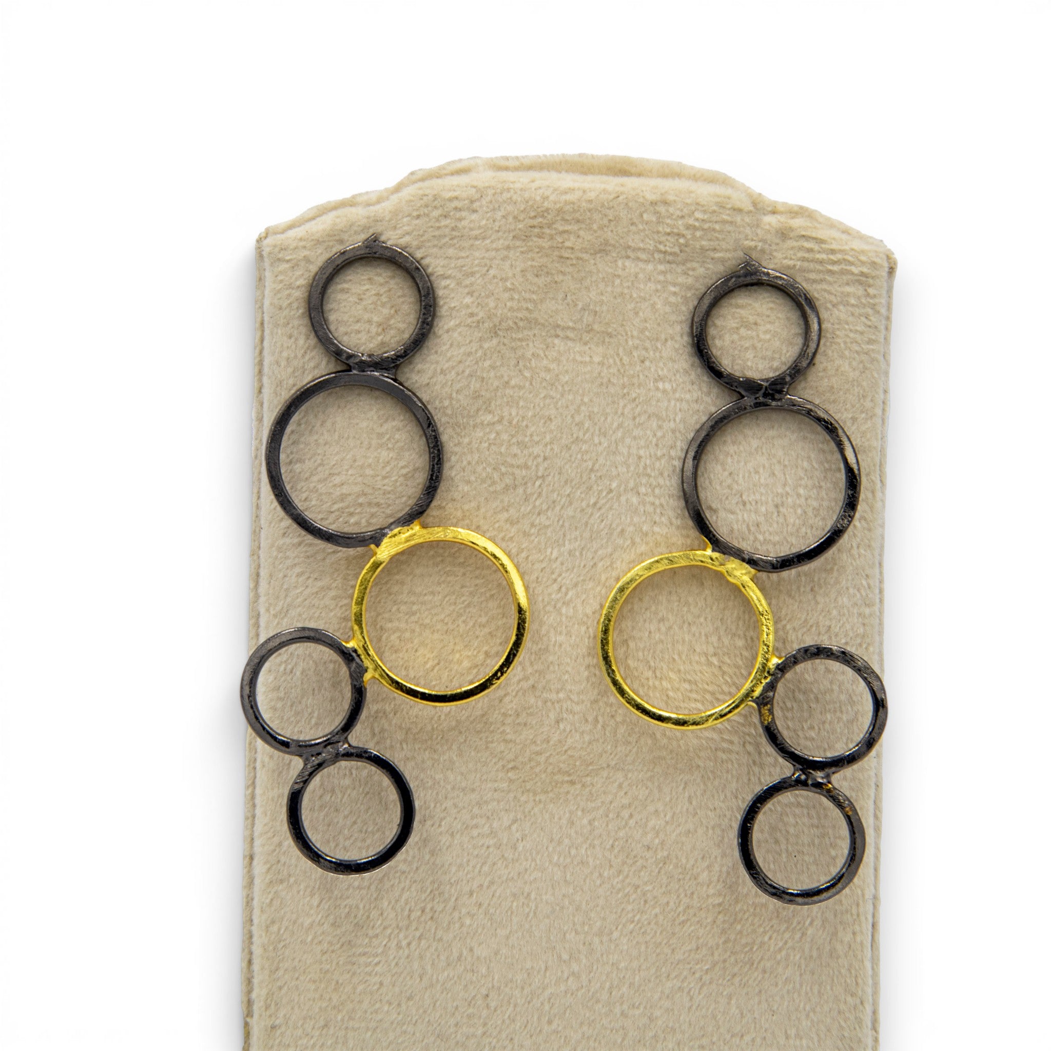 Penta Ring Brass Dual Colour Plated Stud Earring