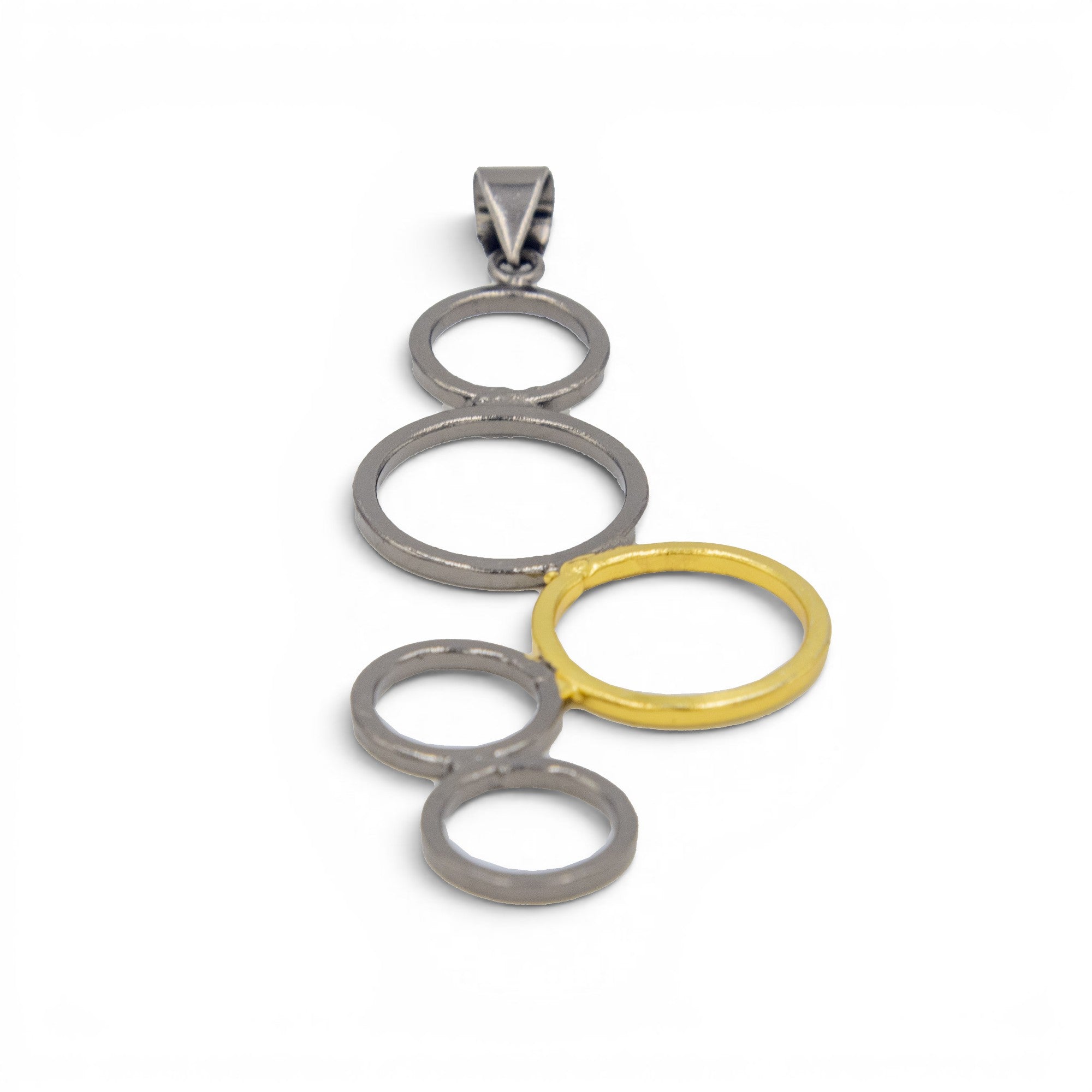 Penta Ring Brass Dual Colour Plated Pendant