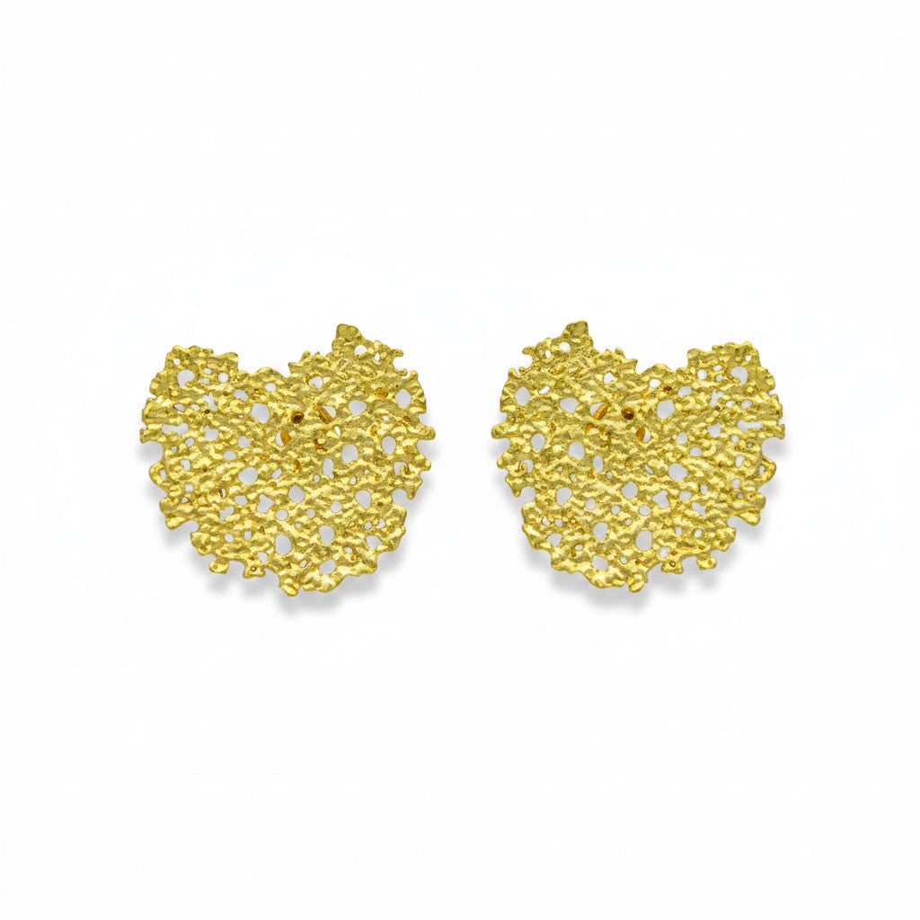 Uneven Amoeba Shaped Flash Gold Plated Brass Stud Earring