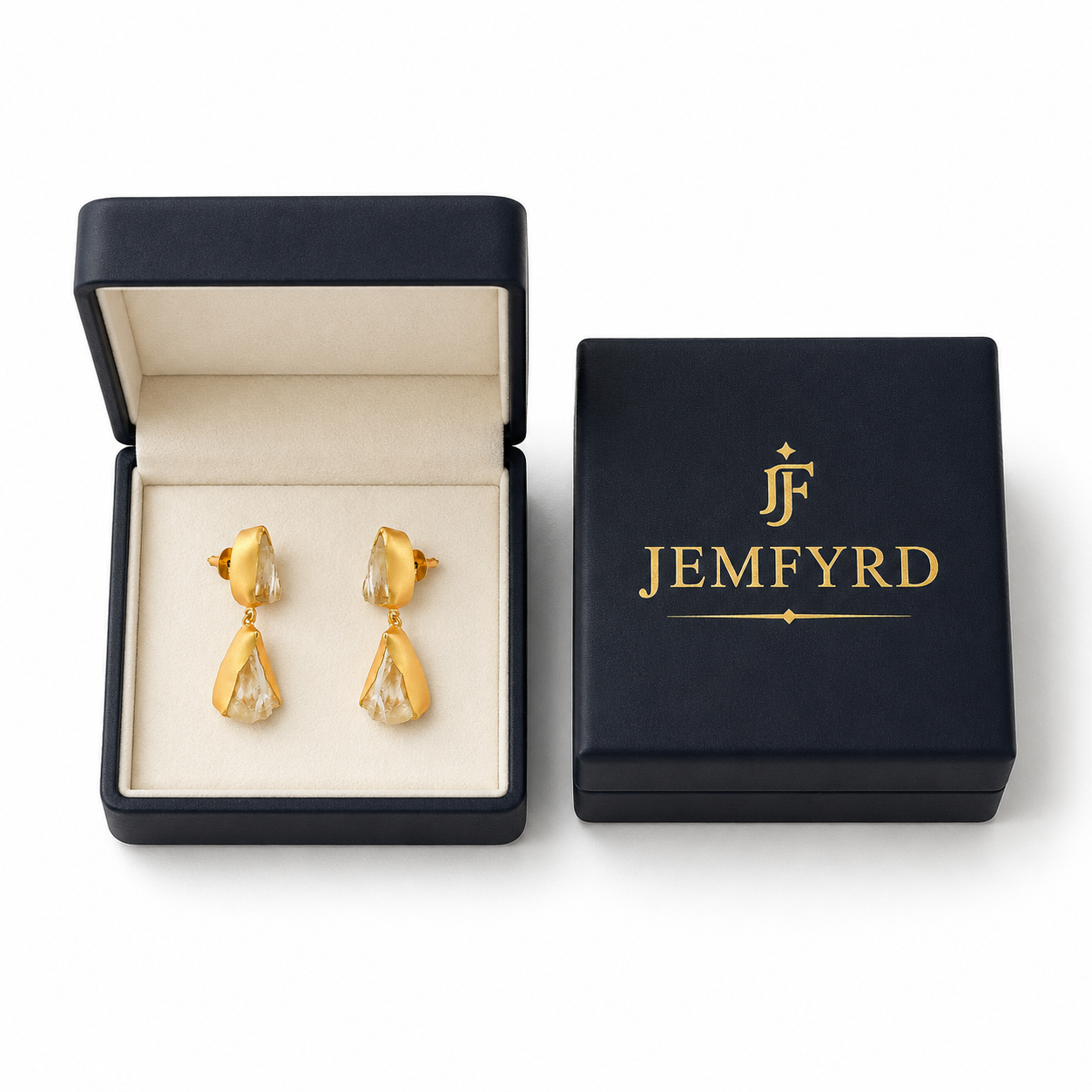 Crystal Quartz Rough Gemstone Stud Earring