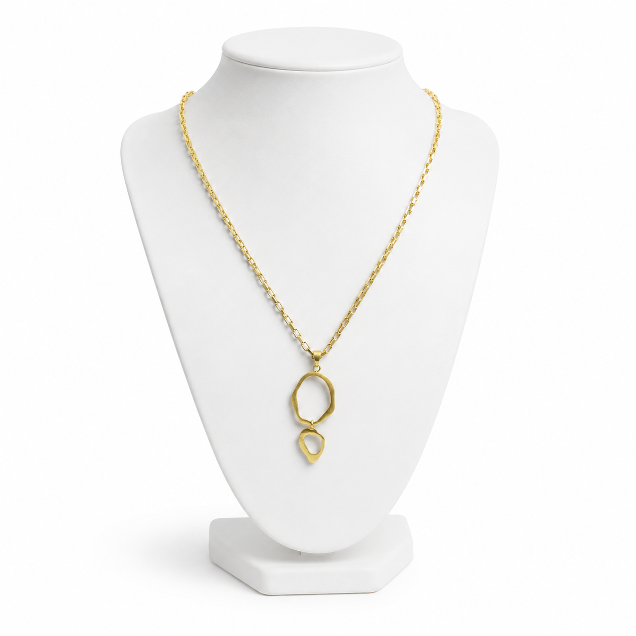 Wavy Dual Loop Flash Gold Plated Brass Pendant
