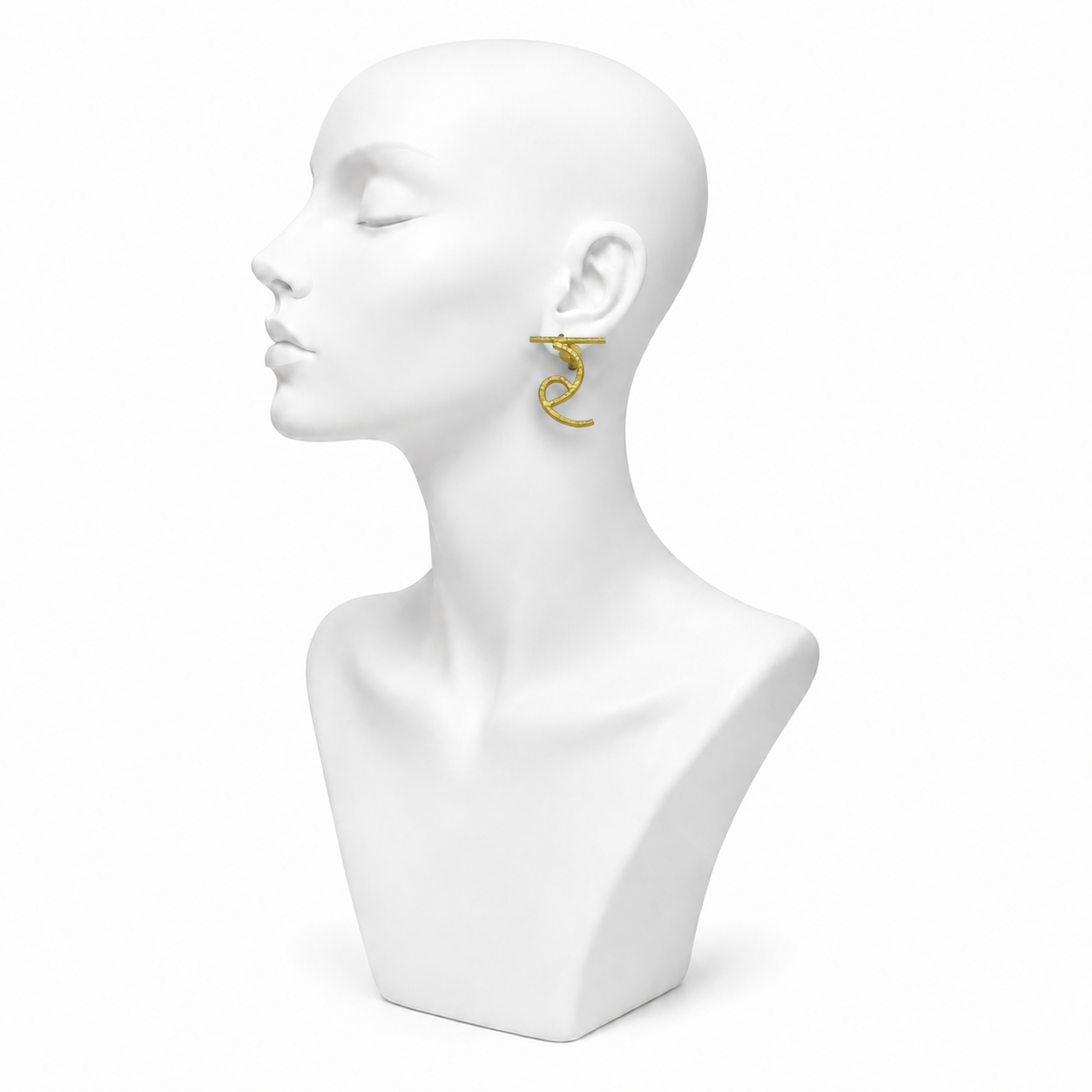 Alphabet "र" Hand Beaten Brass Earrings