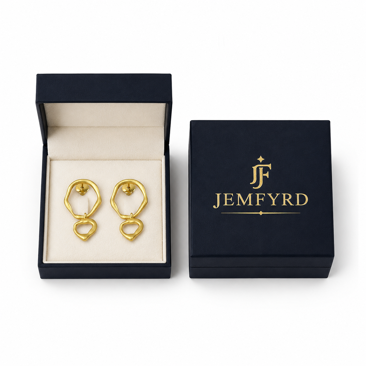 Wavy Dual Loop Flash Gold Plated Brass Stud Earring