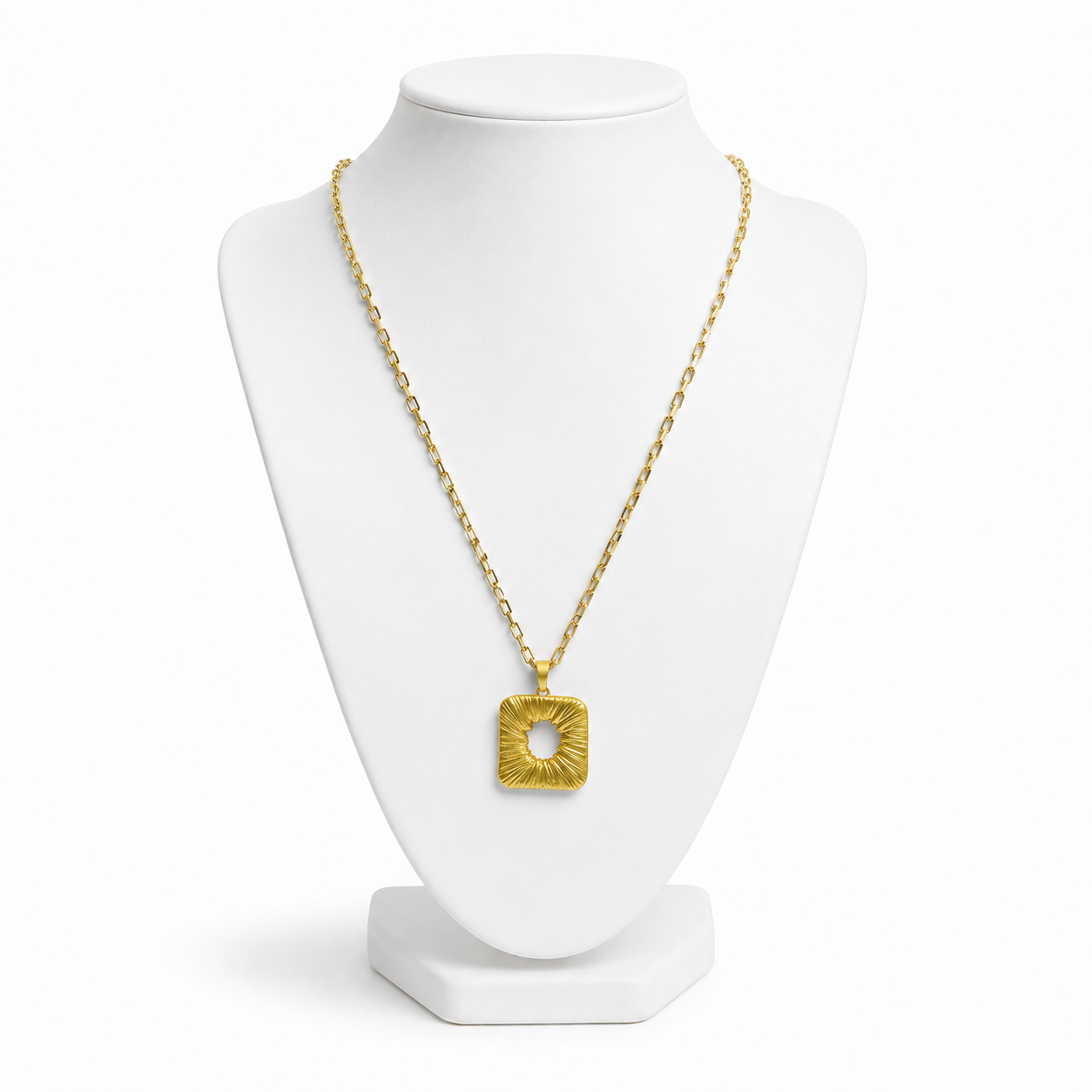Square Textured Flash Gold Plated Brass Pendant