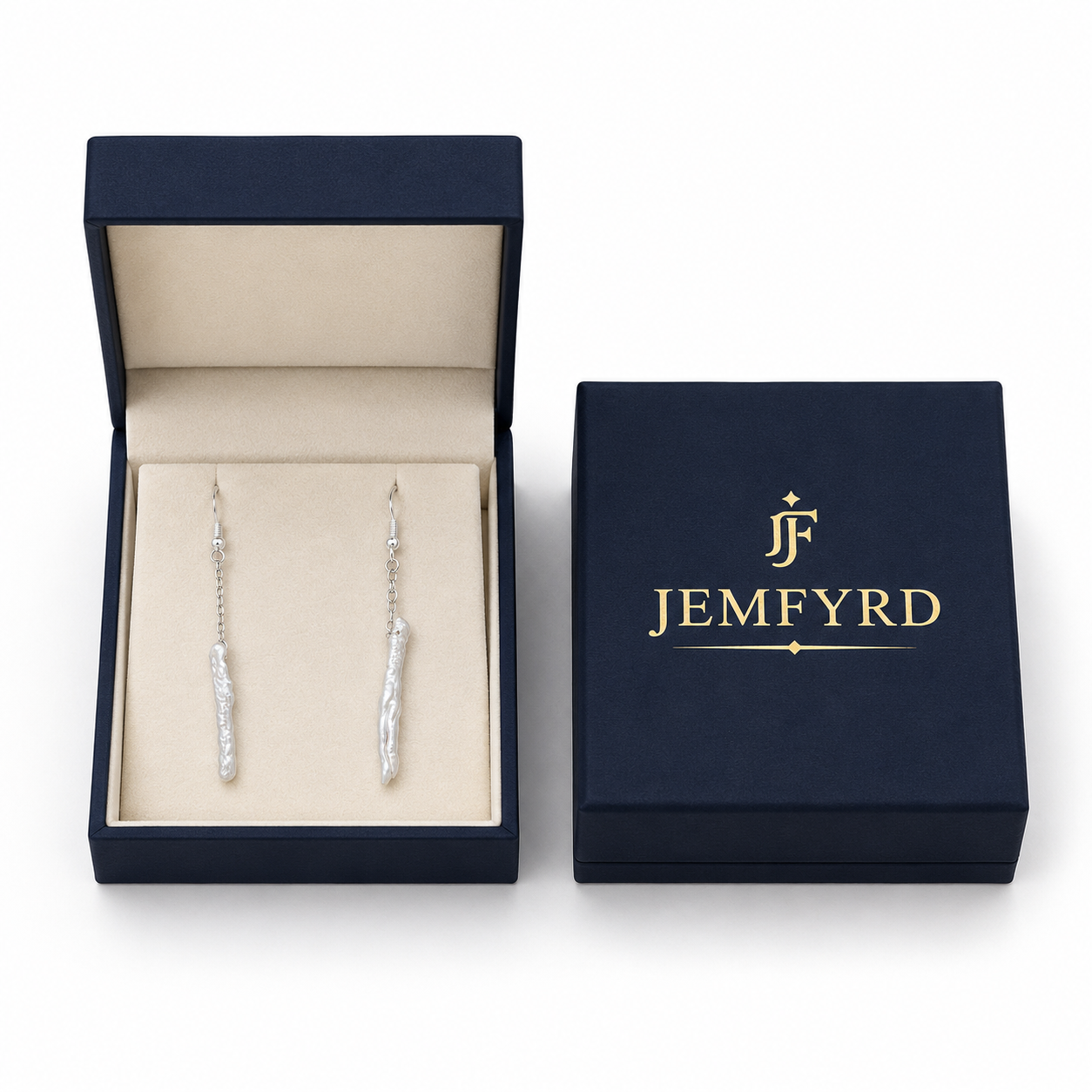Natural Biwa Pearl Sliver Plated Chain Dangler Hook Earring