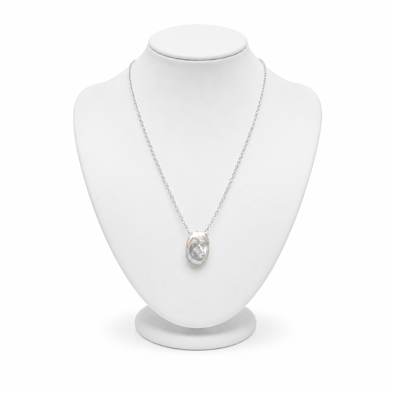Natural Baroque Pearl Silver Plated Chain Pendant