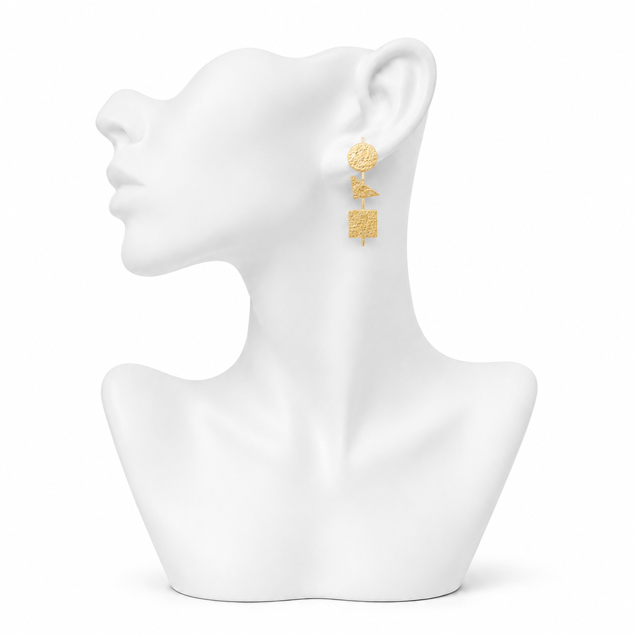 Geometrical Dangler Flash Gold Plated Stud Earring