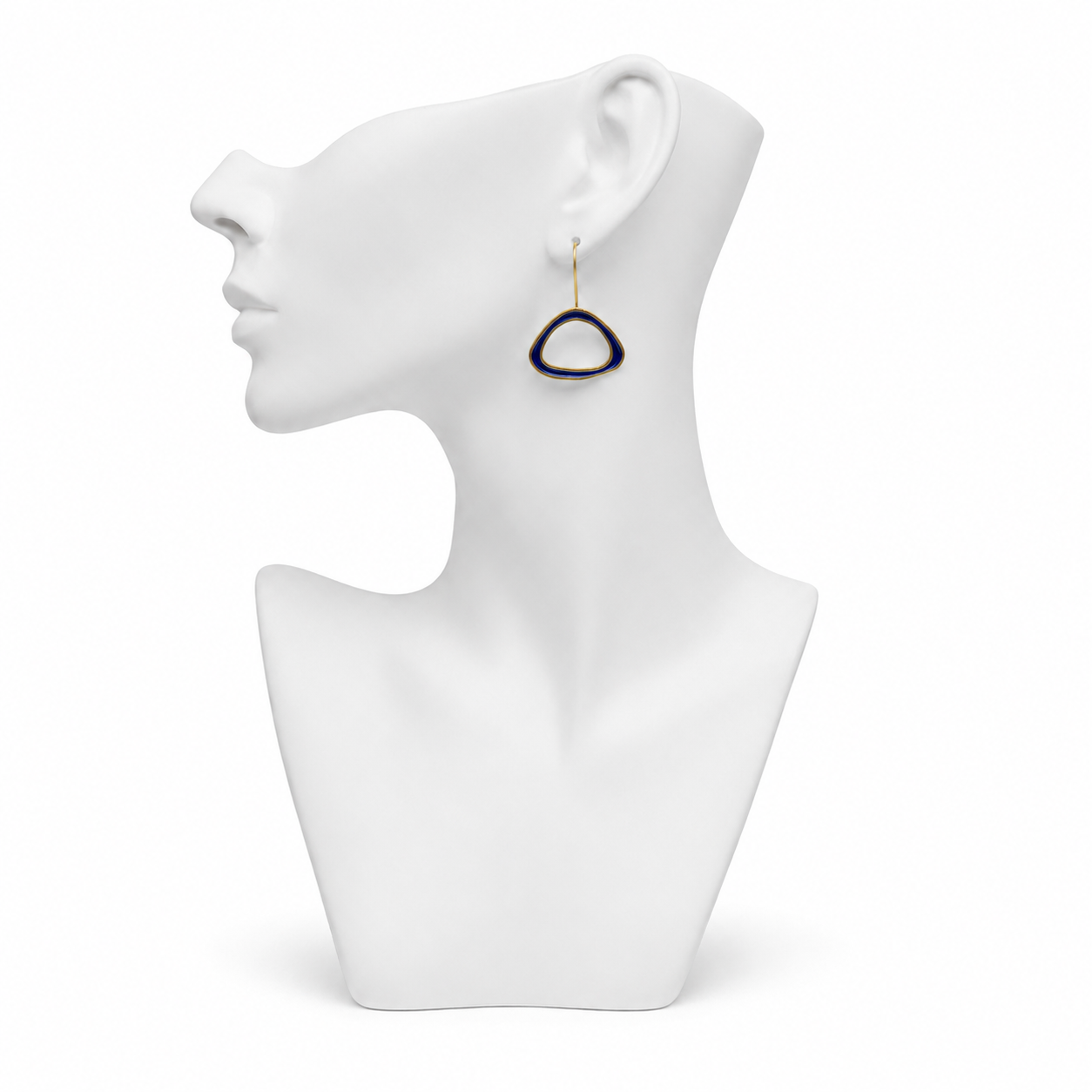 Santorini Blue Enameled Flash Gold Plated Earring