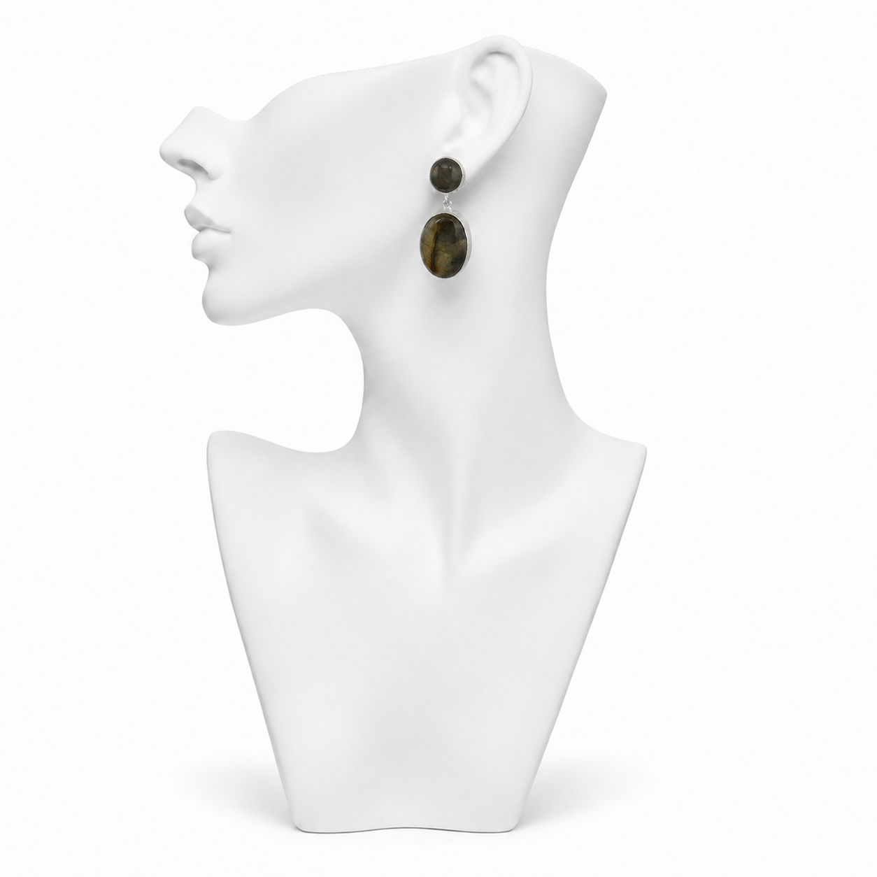 Labradorite Rough Gemstone Stud Earring