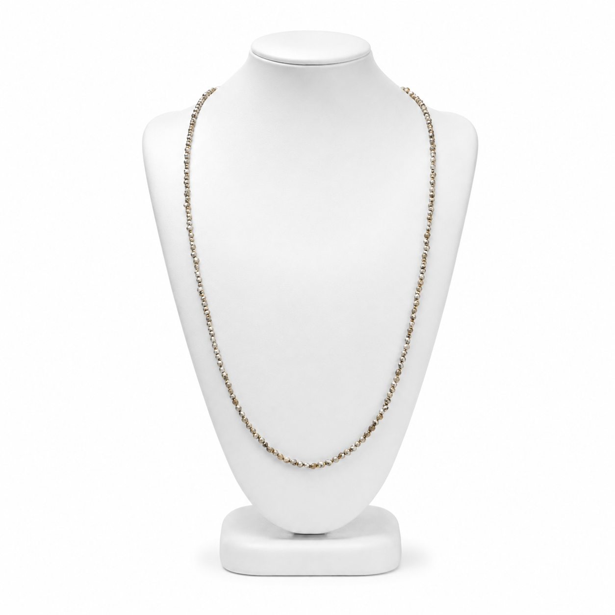 Green Rough Diamond Bead Necklace with Silver Clasp