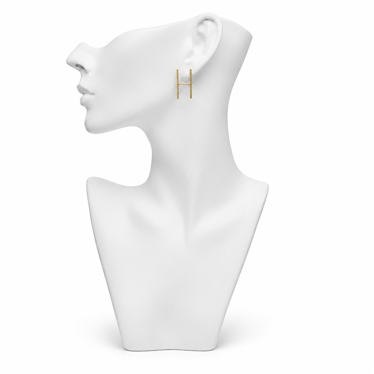 Alphabet "H" Hand Beaten Brass Earrings