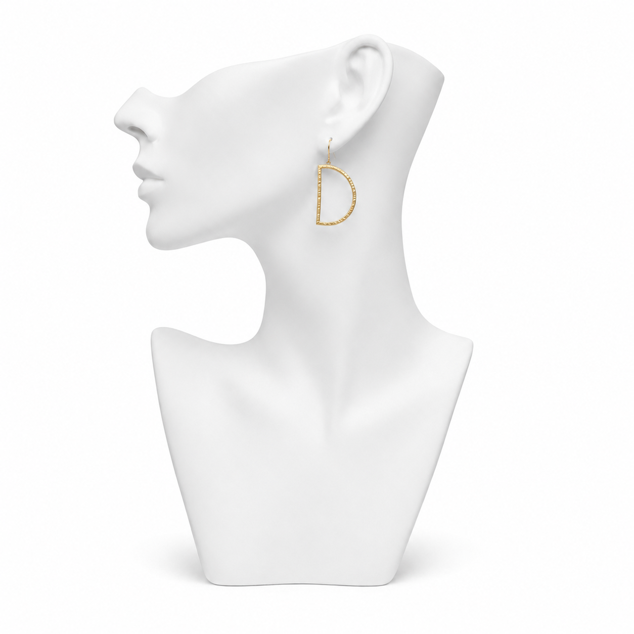 Alphabet "D" Hand Beaten Brass Earrings