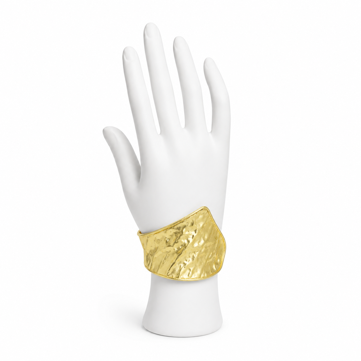 Hand Hammered Semi Circle Hoop Flash Gold Plated Brass Cuff