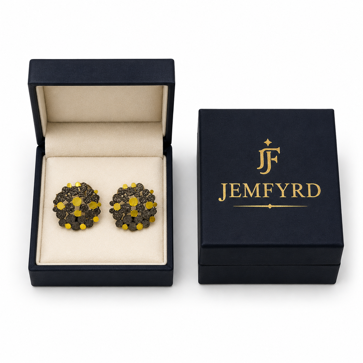 Two Tone Brass and Gold Plated Stud Earring
