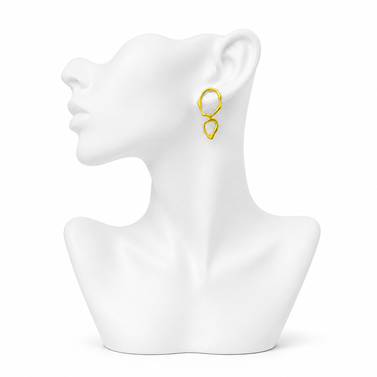 Wavy Dual Loop Flash Gold Plated Brass Stud Earring
