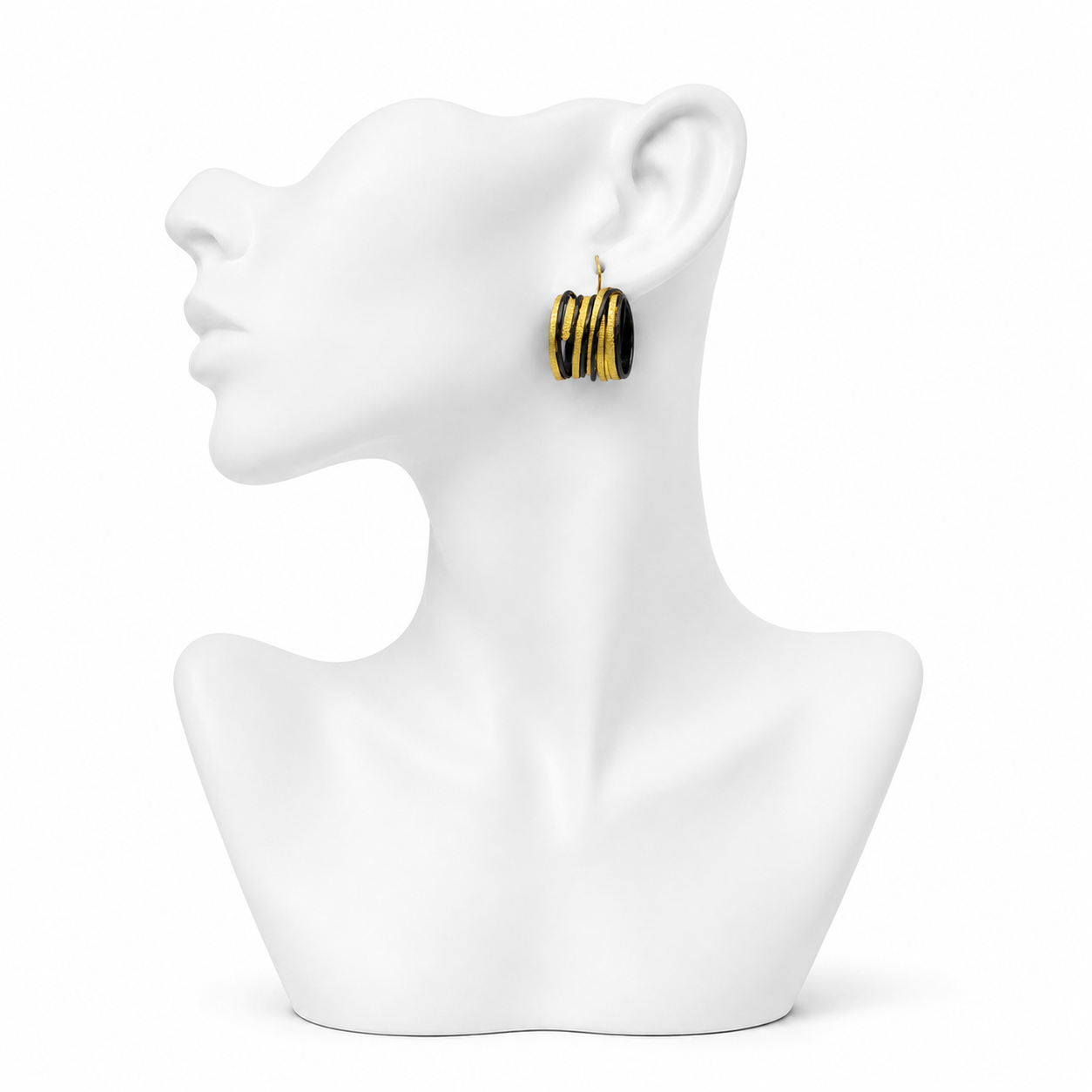 Swirl Wire Brass Dual Colour Plated Hoop Earring