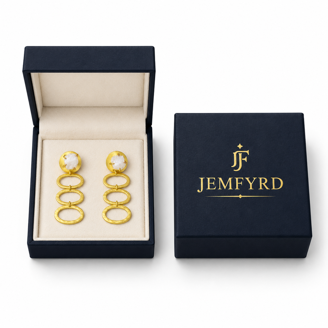 Gemstone + Hammered Hoop Earring