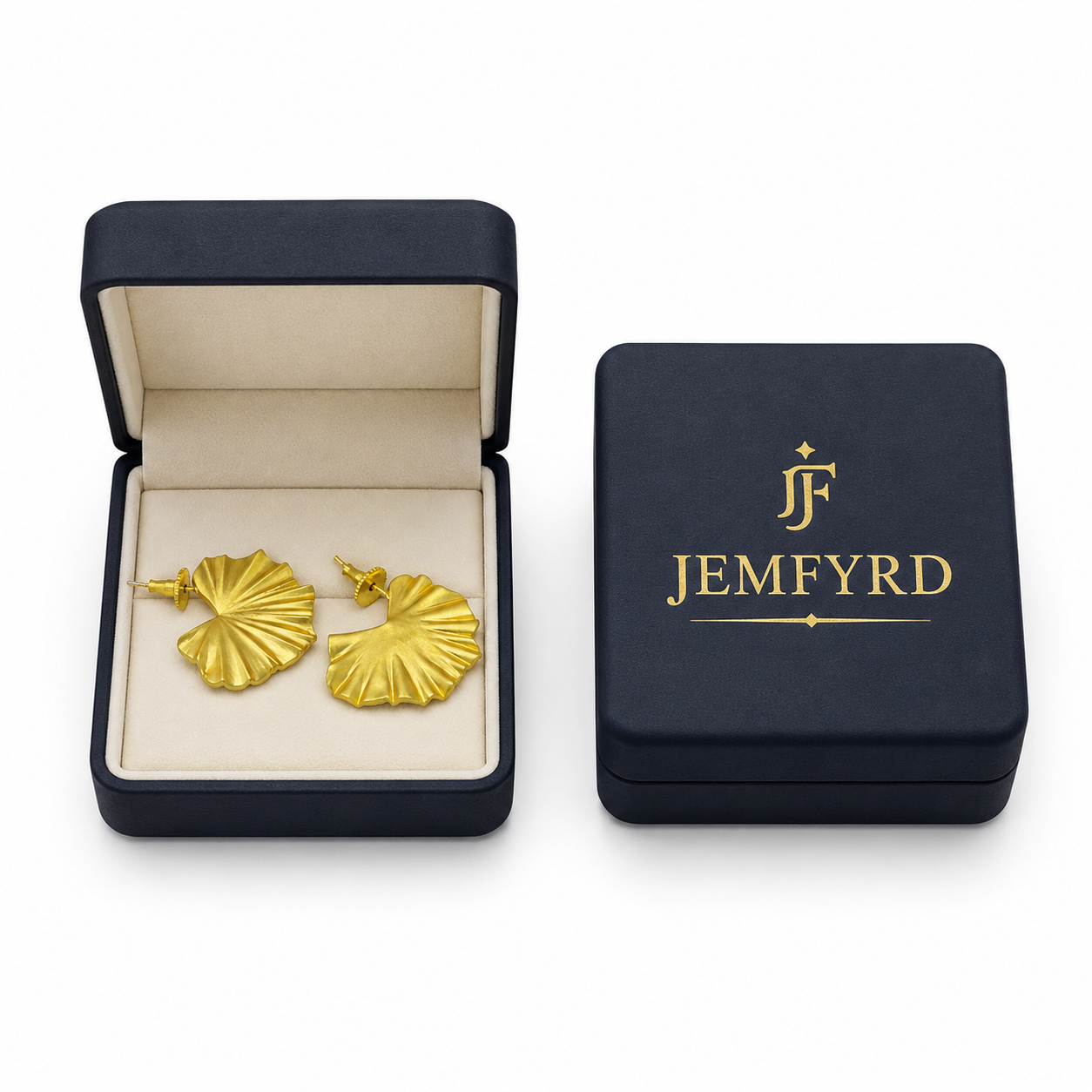 Lotus Leaf Gold Plated Stud Earring
