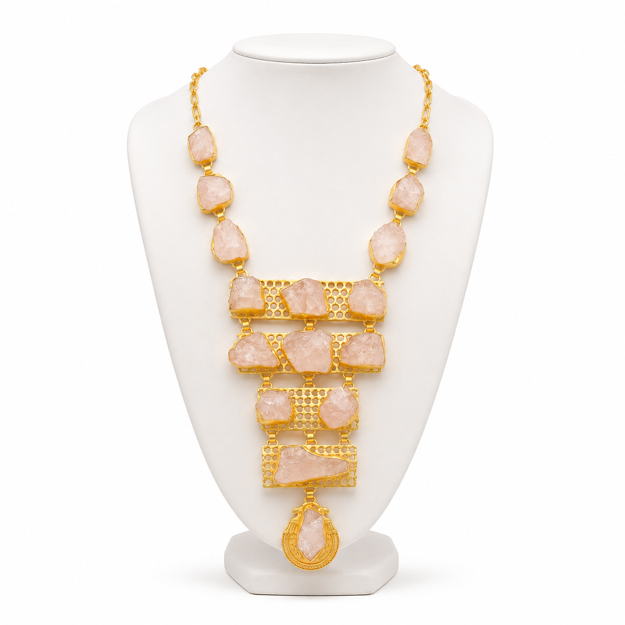 Rose Quartz Rough Gemstone Necklace