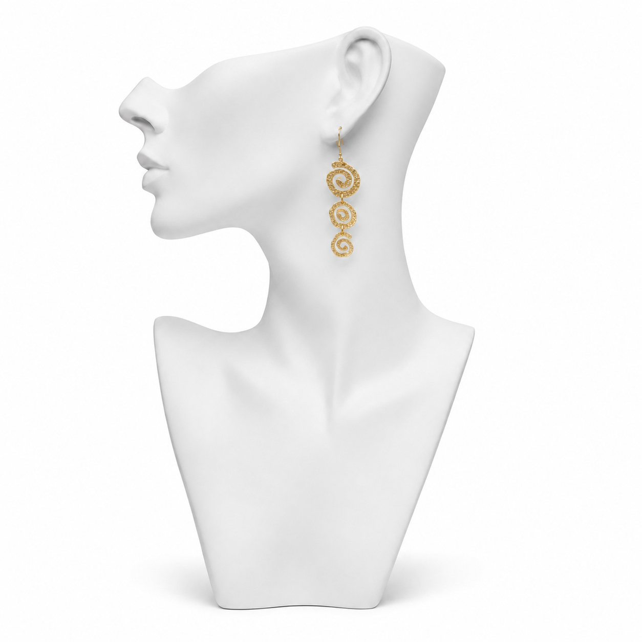 Uneven Swirl "Jalebi" Flash Gold Plated Dangle Earrings