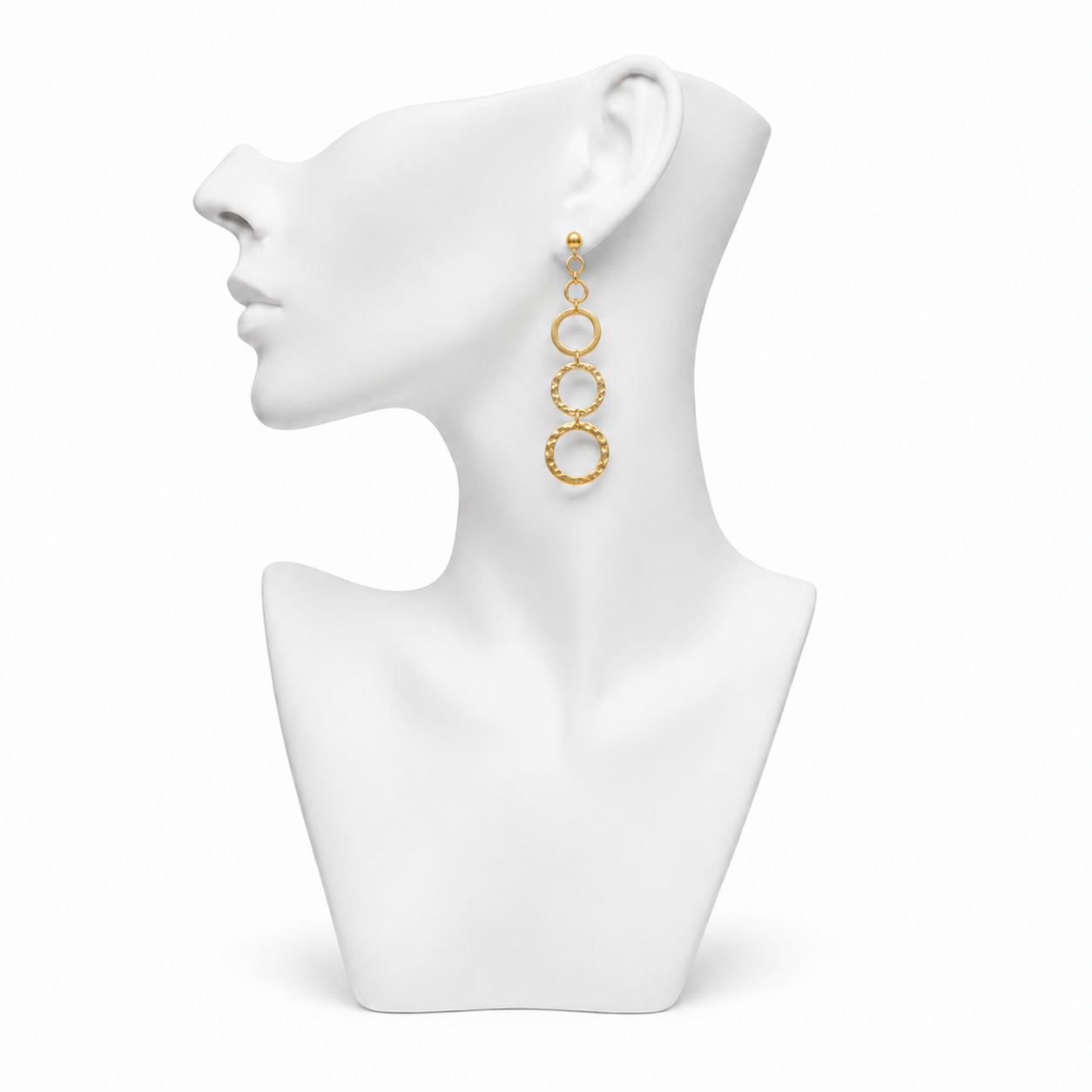 Gemstone + Hammered Hoop Earring