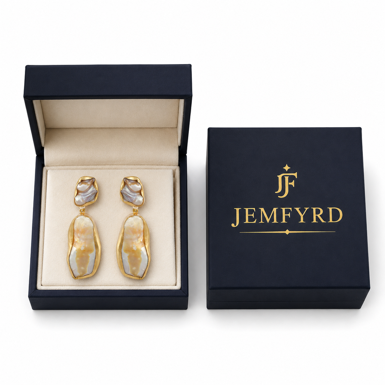 Baroque Pearl Rough Gemstone Stud Earring