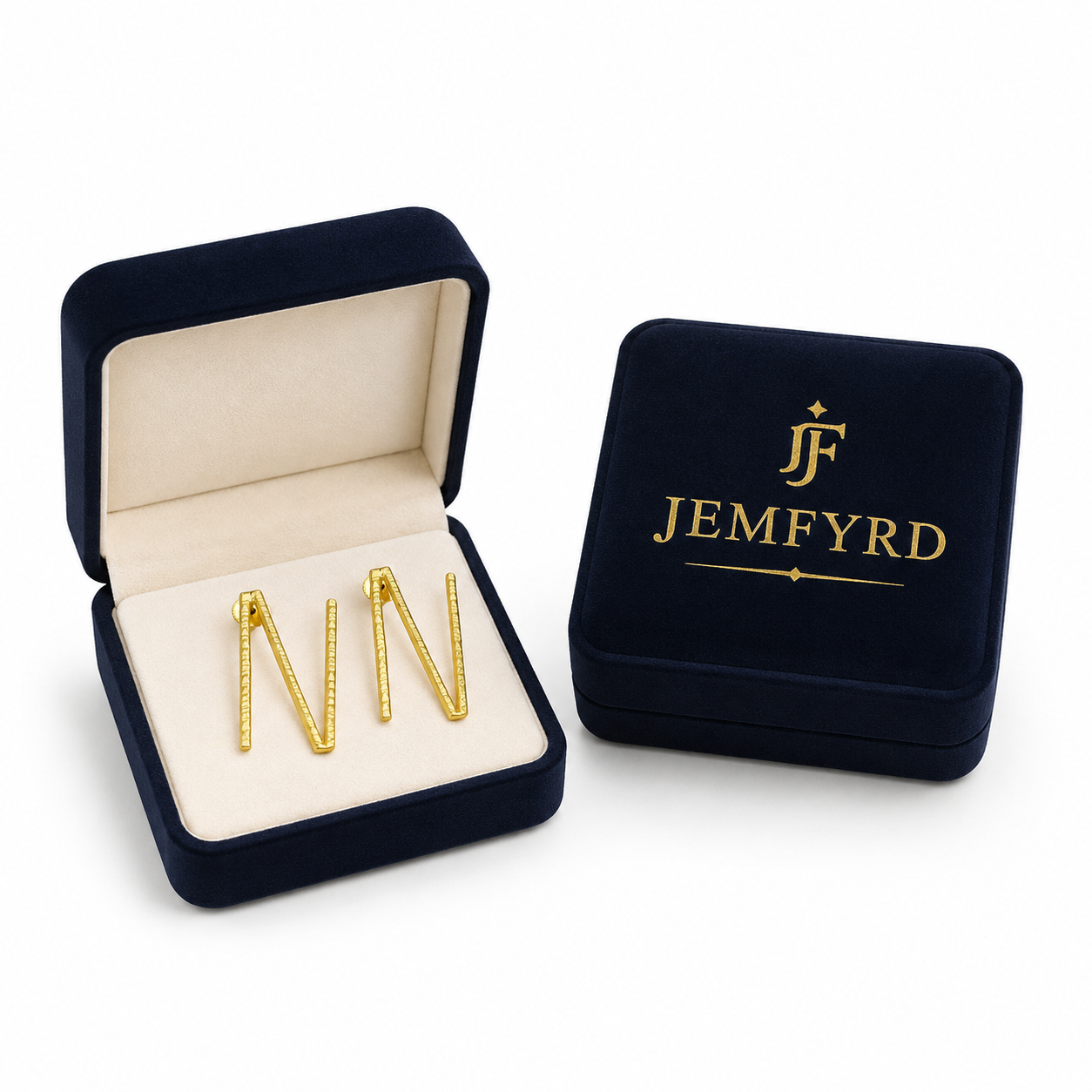 Alphabet "N" Hand Beaten Brass Earrings