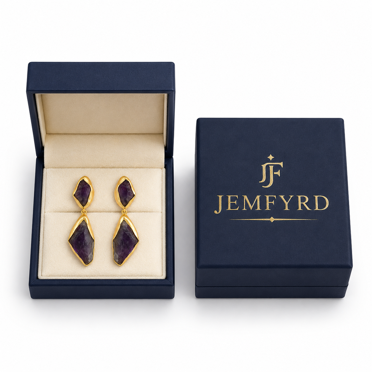 Amethystt Rough Gemstone Stud Earring