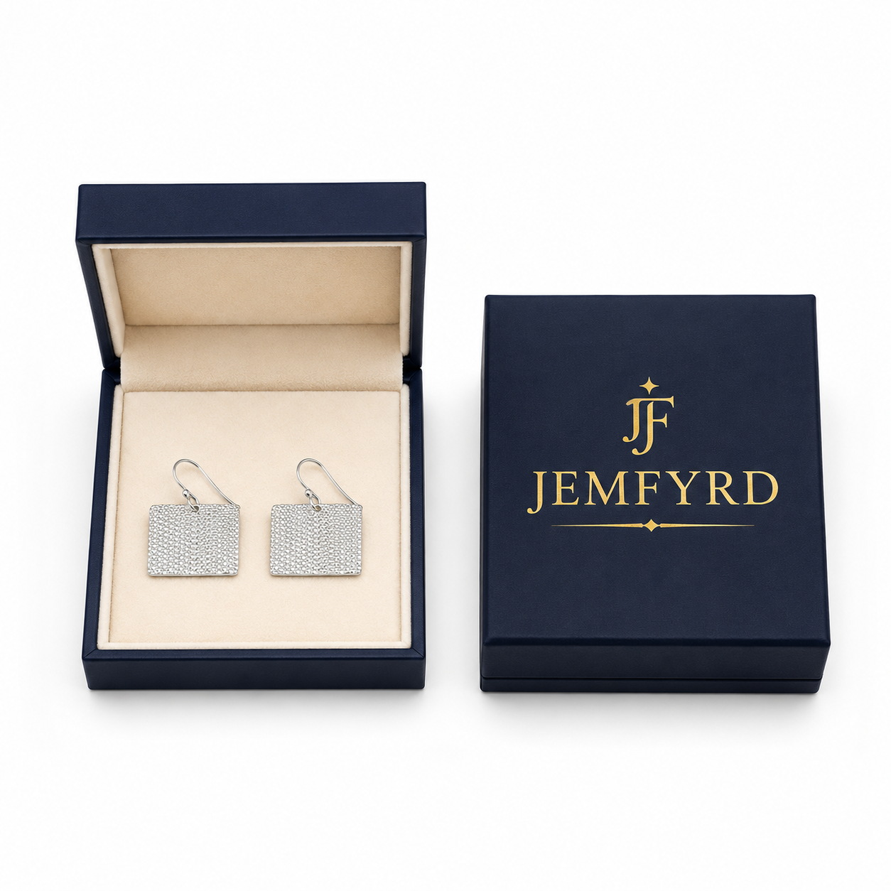 Square Hammered Silver Hook Earring