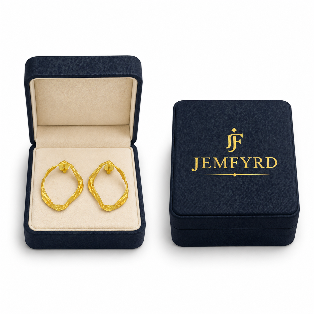 Uneven Oval Textured Flash Gold Plated Brass Stud Earring