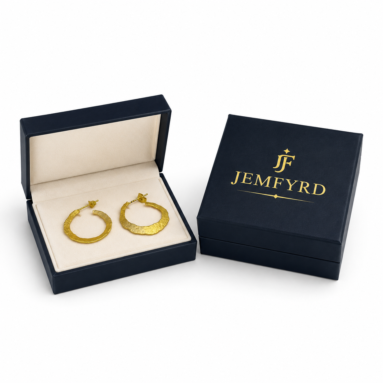 Hand Hammered Textured Hoop Flash Gold Plated Stud Earring