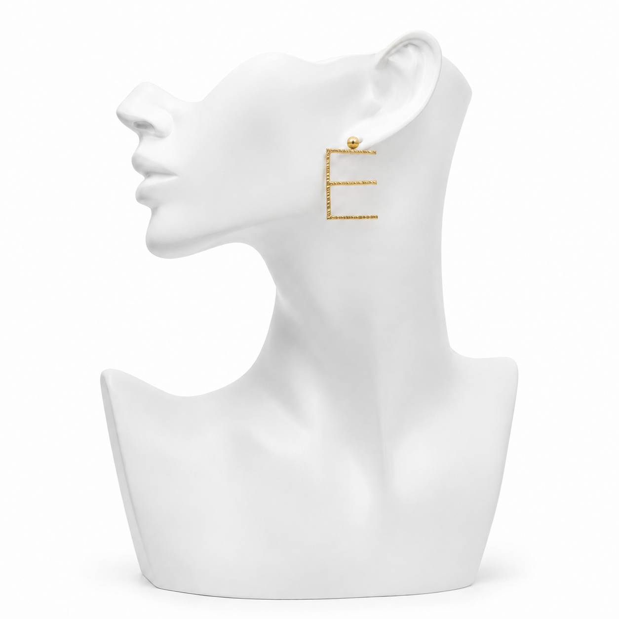 Alphabet "E" Hand Beaten Brass Earrings