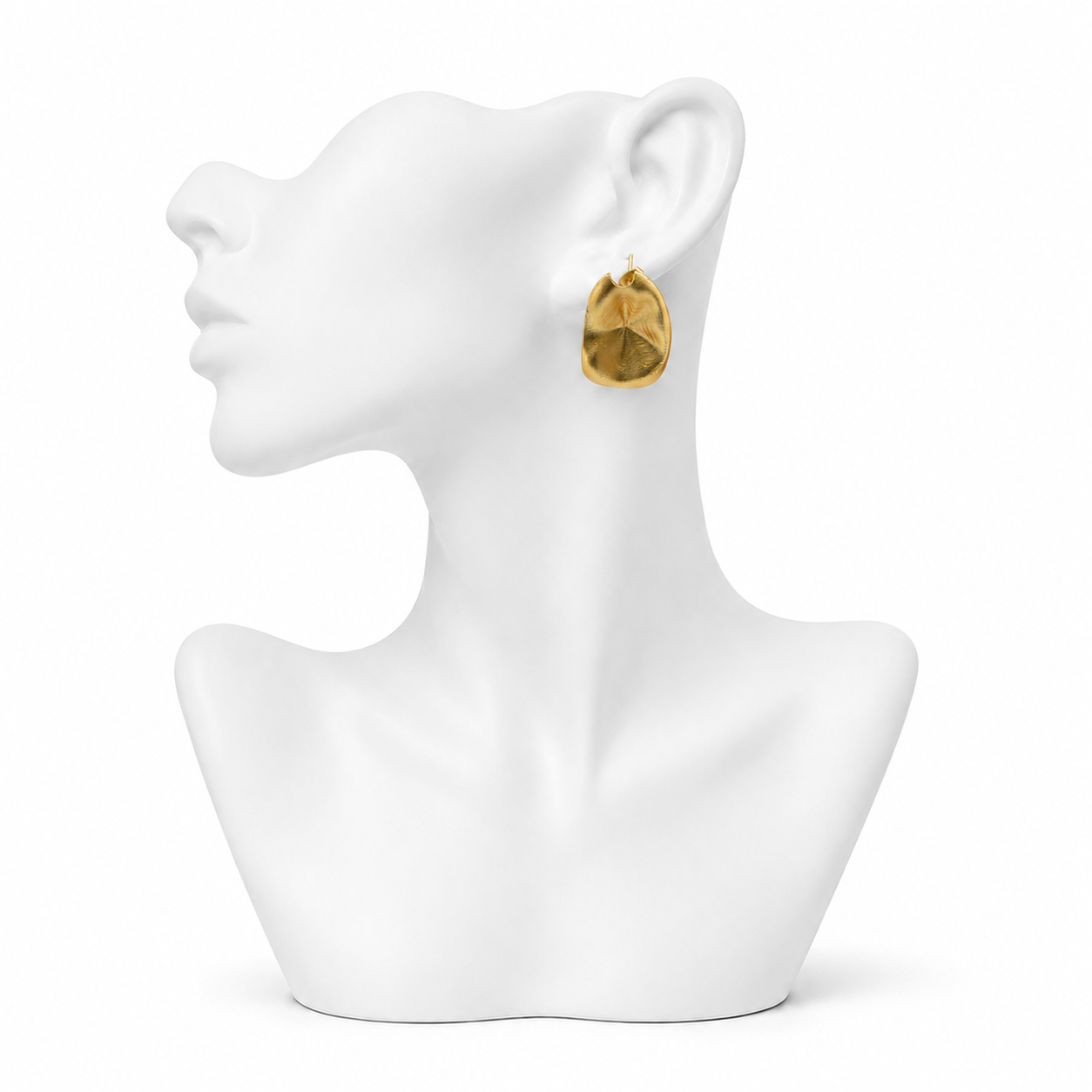 Small Lotus Leaf Flash Gold Plated Stud Earring