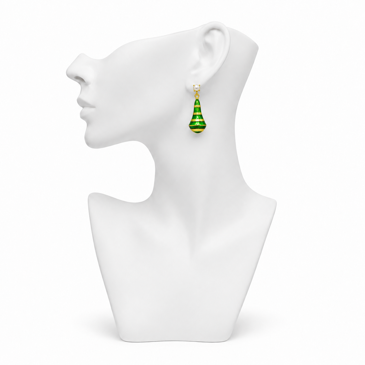 Pear Style Enameled Flash Gold Plated Stud Earring