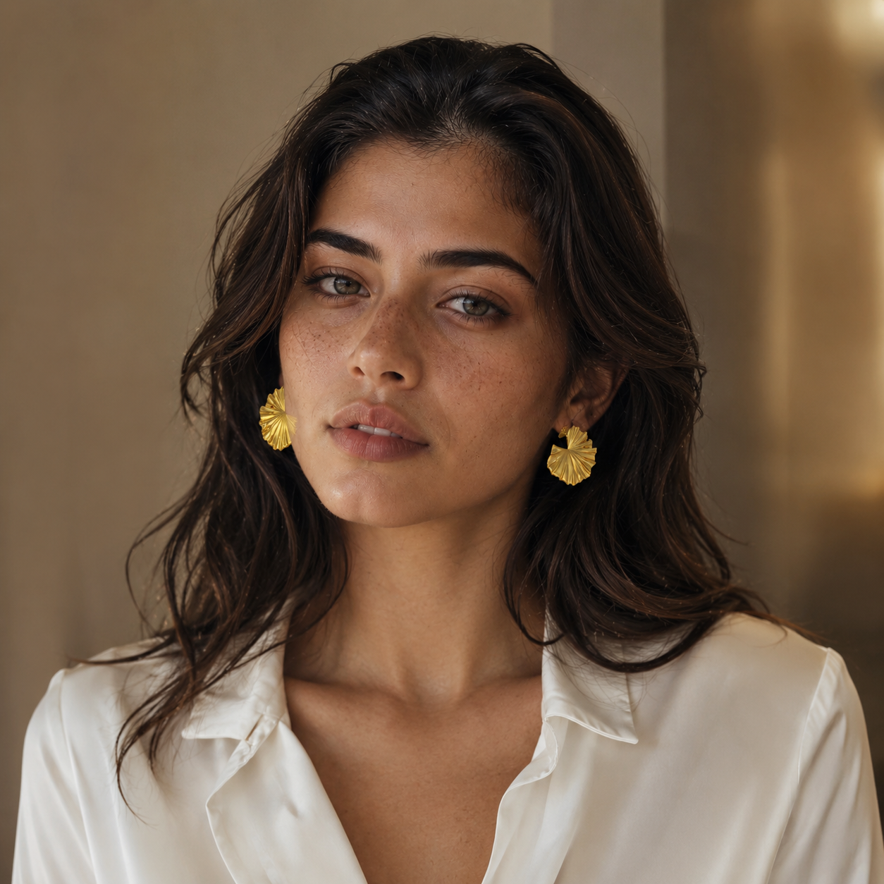 Lotus Leaf Gold Plated Stud Earring