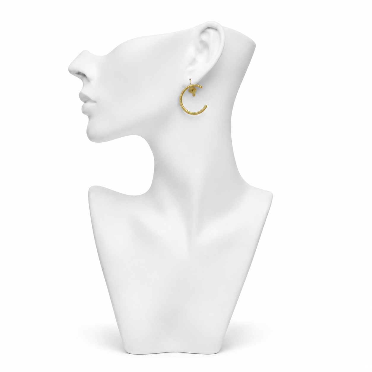 Alphabet "C" Hand Beaten Brass Earrings