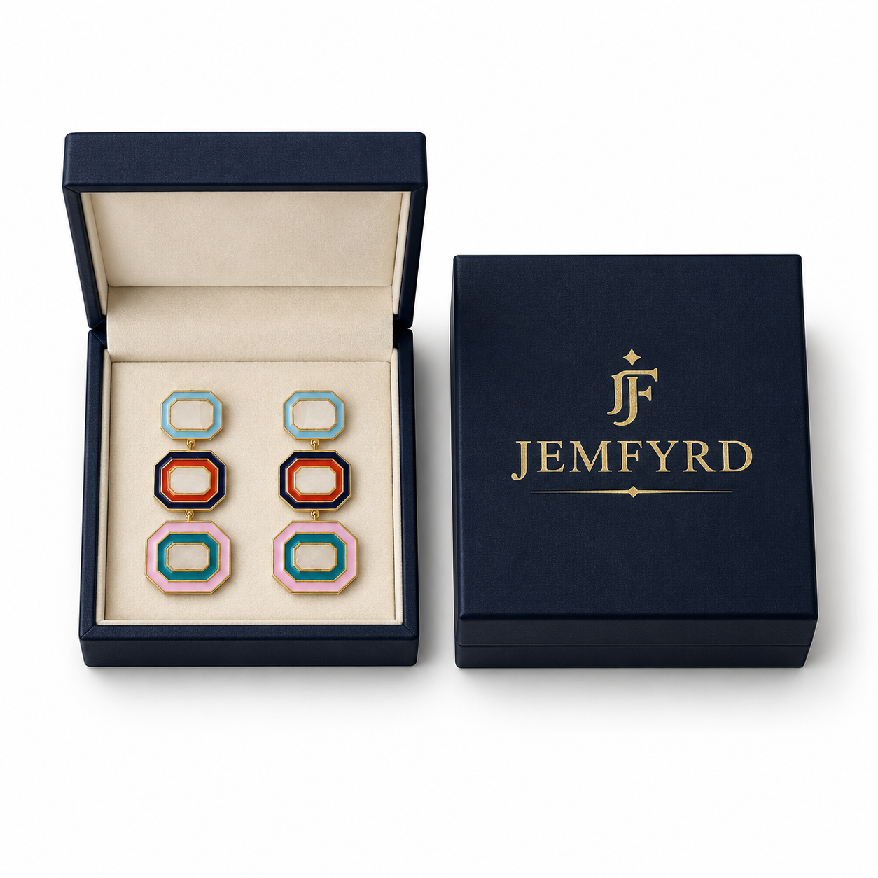 Mother of Pearl Brass Flash Gold Plating Enameled Stud Earring