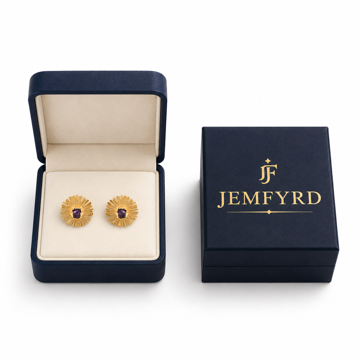 Aquamarine Brass Flash Gold Plating Floral Stud Earring