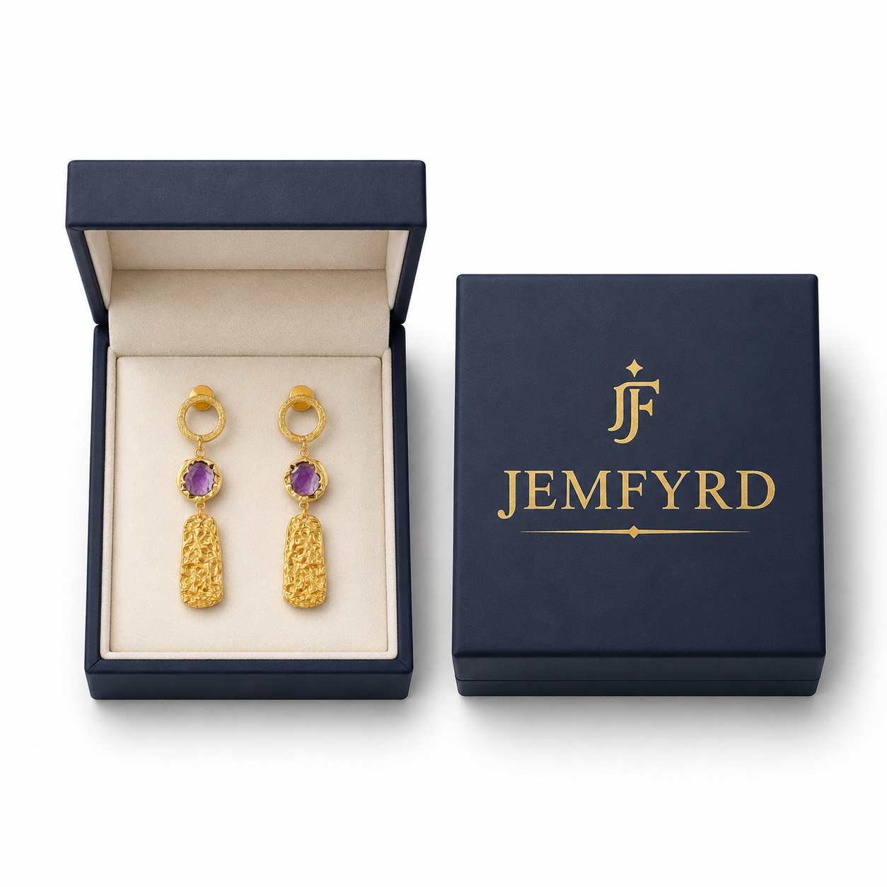 Aquamarine Brass Flash Gold Plating Drop Stud Earring