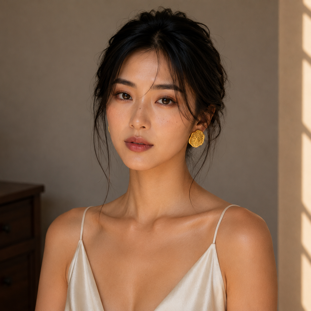Lotus Leaf Gold Plated Stud Earring