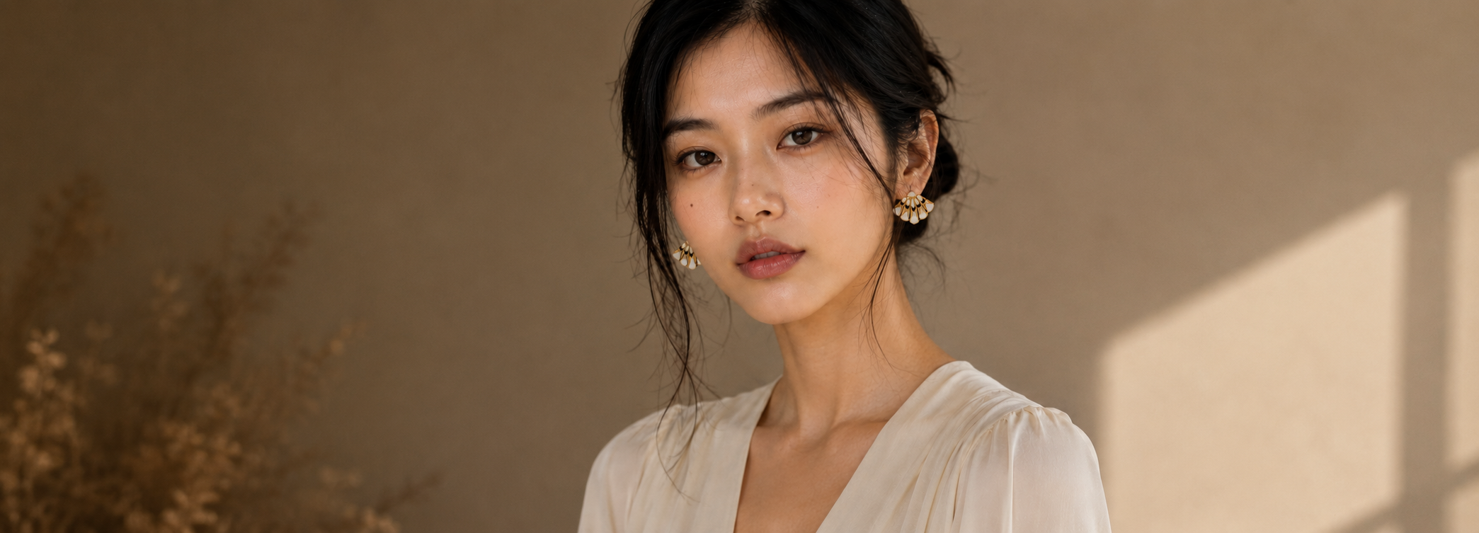 Mother of Pearl Brass Flash Gold Plating Ginkgo Stud Earring