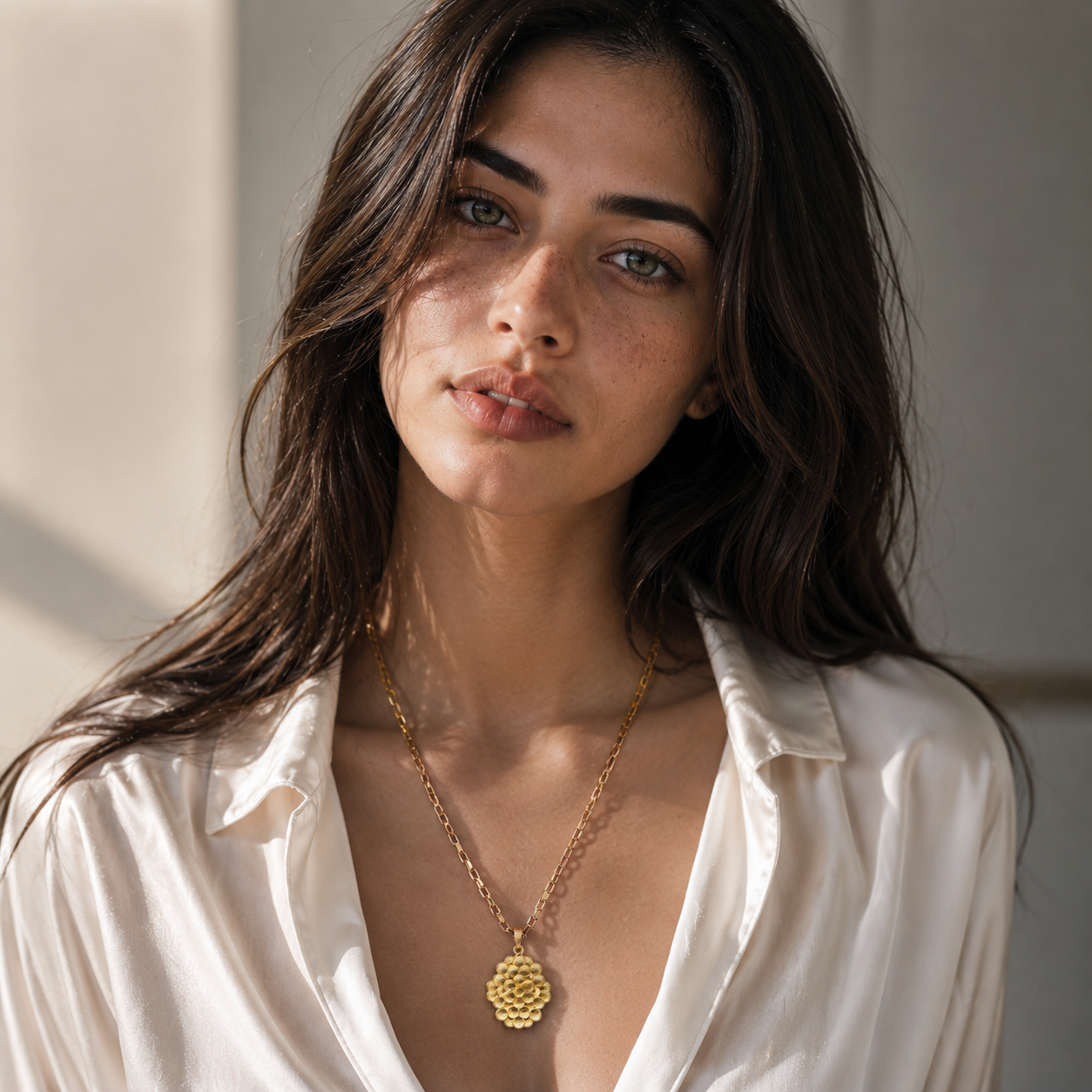 Bee Hive Hand Hammered Flash Gold Plated Brass Pendant