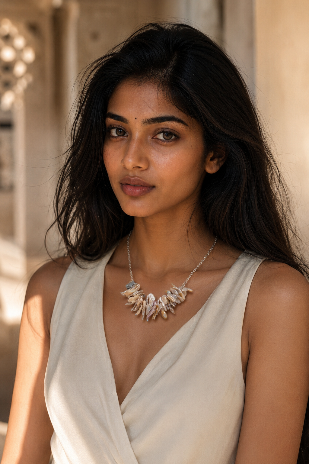 Natural Biwa Pearl Silver Plated Chain Necklace